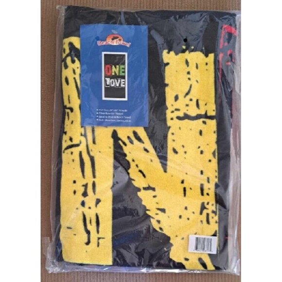New One Love Bath Beach Pool Gift Towel Rasta Colors Reggae Music One Heart Soft - Picture 3 of 3